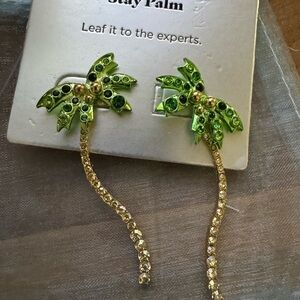 Sugarfix X BaubleBar Green and Gold Palm Tree Earrings